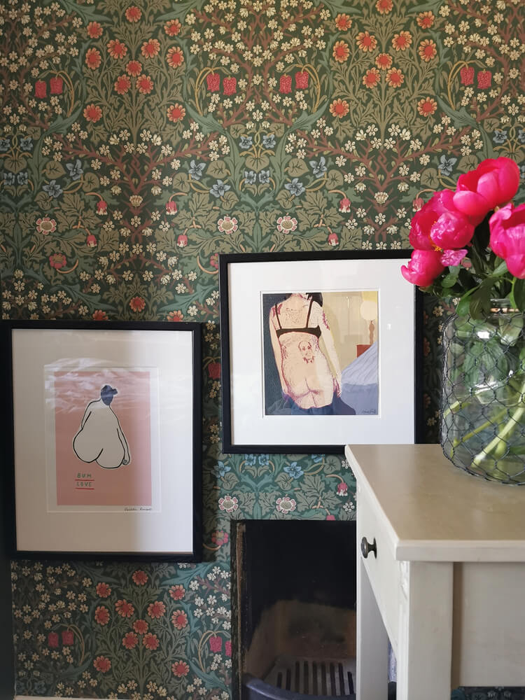 Lick home cottage core artwork on bedroom walls interior inspiration