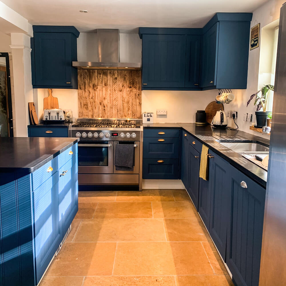 A kitchen painted in Lick Blue 06 paint