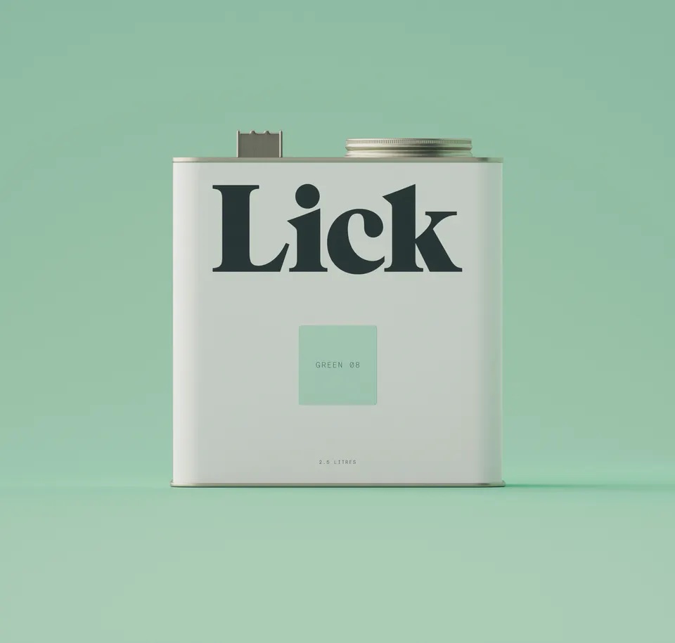 Close up of Lick Green 08 paint tin