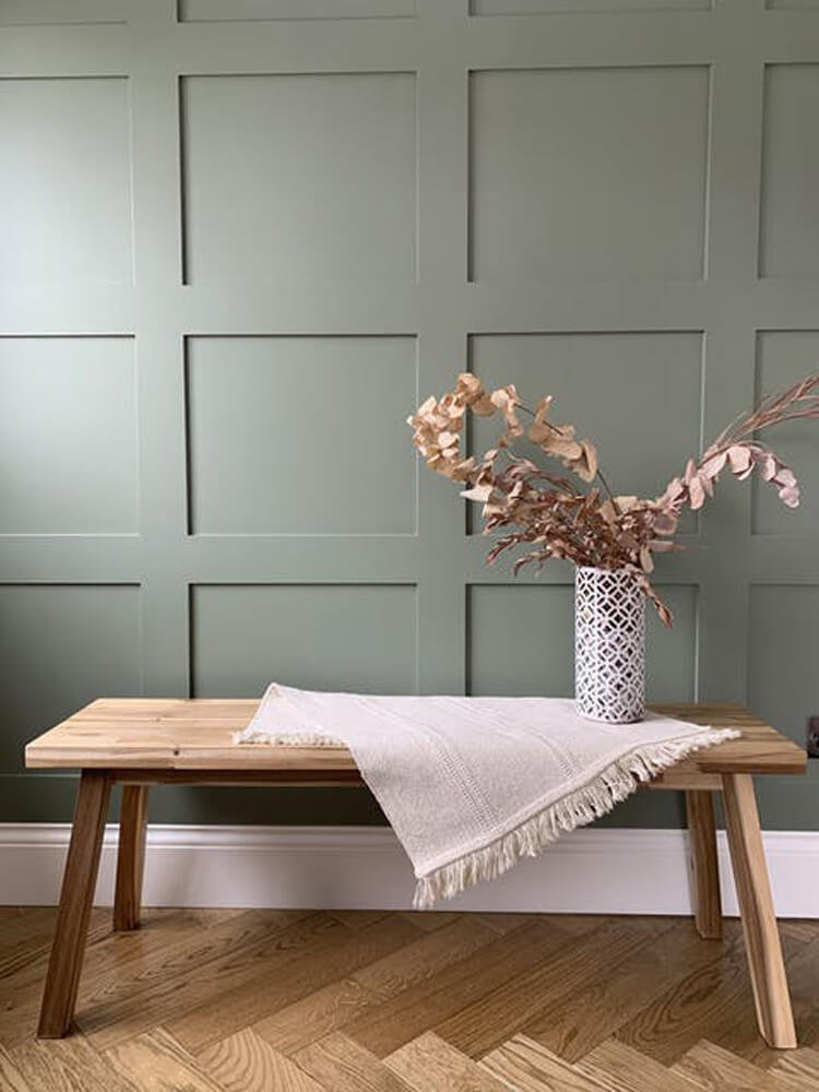 Wall panelling painted in Lick Green 02 paint