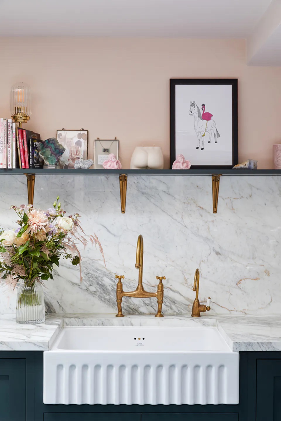 Daisy Lowe's kitchen decorated in Lick Pink 02 paint shade