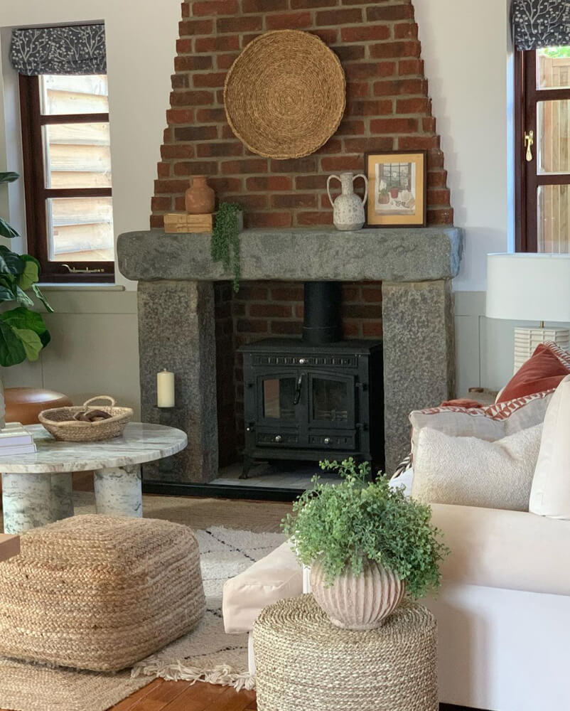 Living room decorated in Lick Greige 02 and White 01 paint
