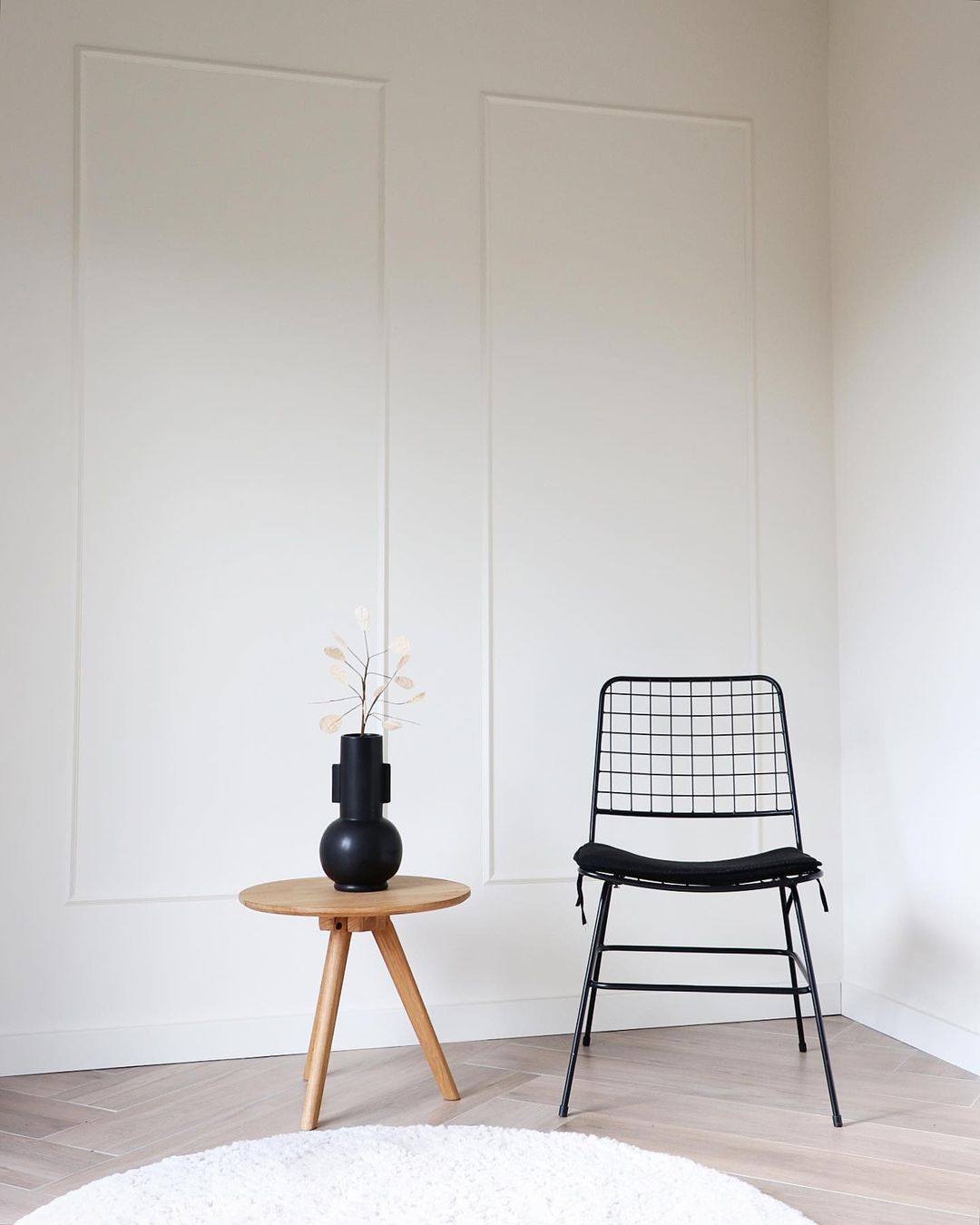 Minimalist living room painted in Lick White 03 paint