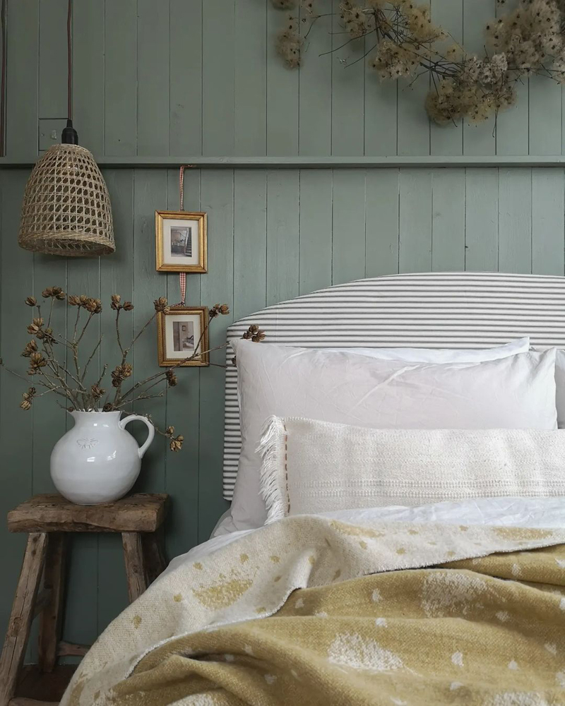 Bedroom painted in Lick Green 02 calming paint colour
