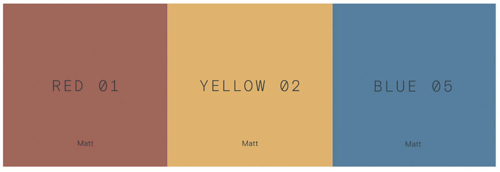 Triadic complementary colour pallet Lick paint Red 01, Yellow 02 and Blue 05