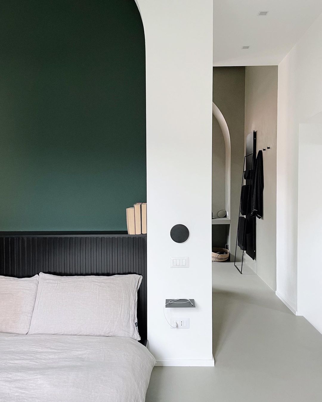 Bedroom painted in Lick Green 06 paint