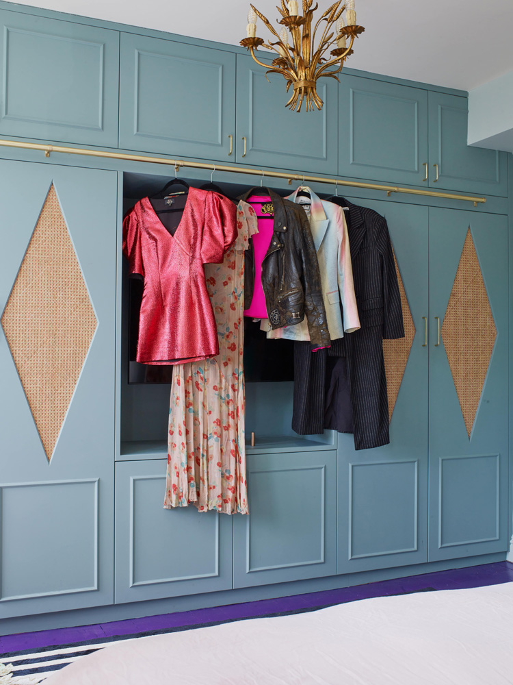 Mary Charteris's bedroom wardrobes painted in Lick Teal 01 paint