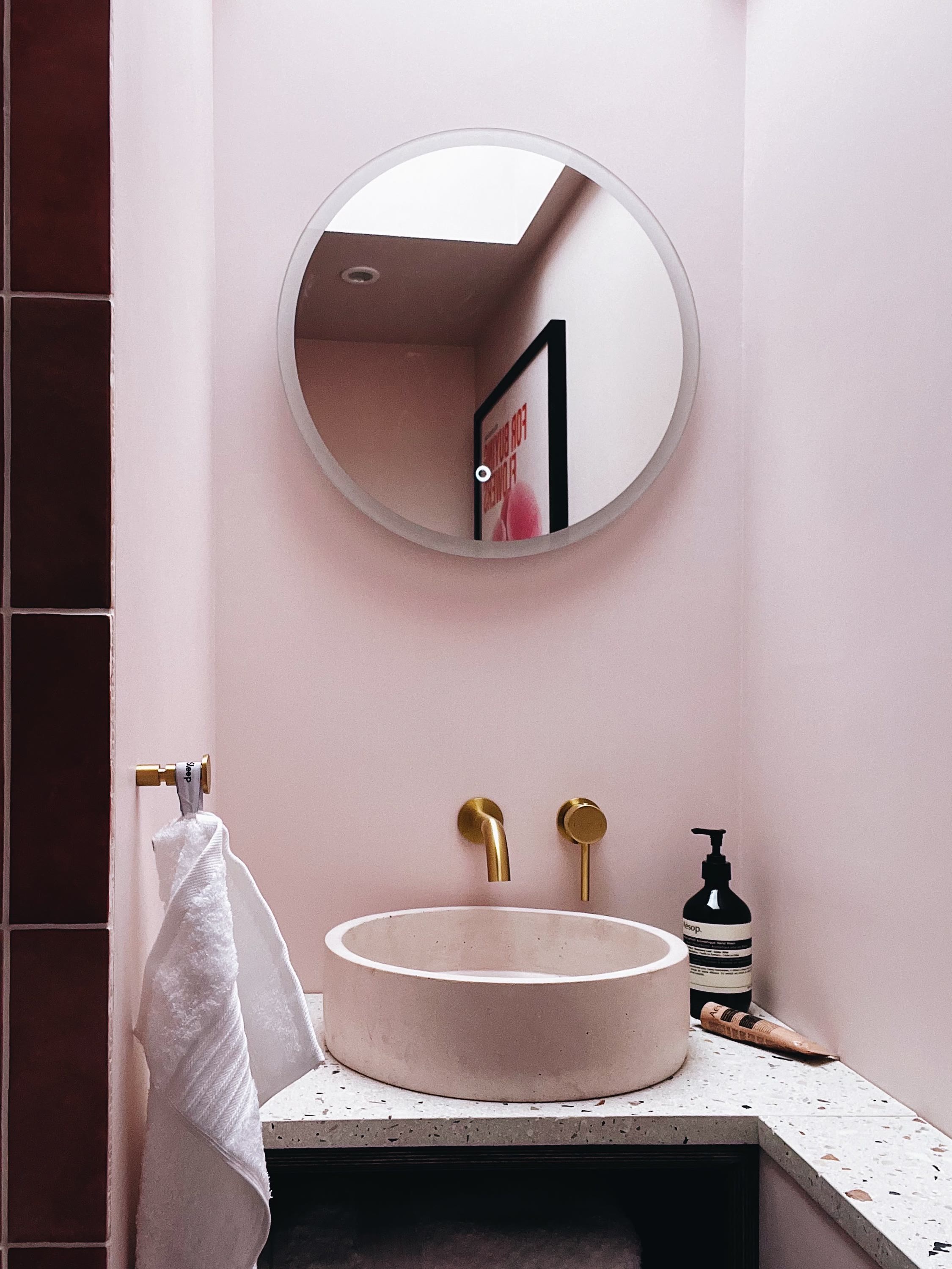 Bathroom painted in Lick Pink 04 paint