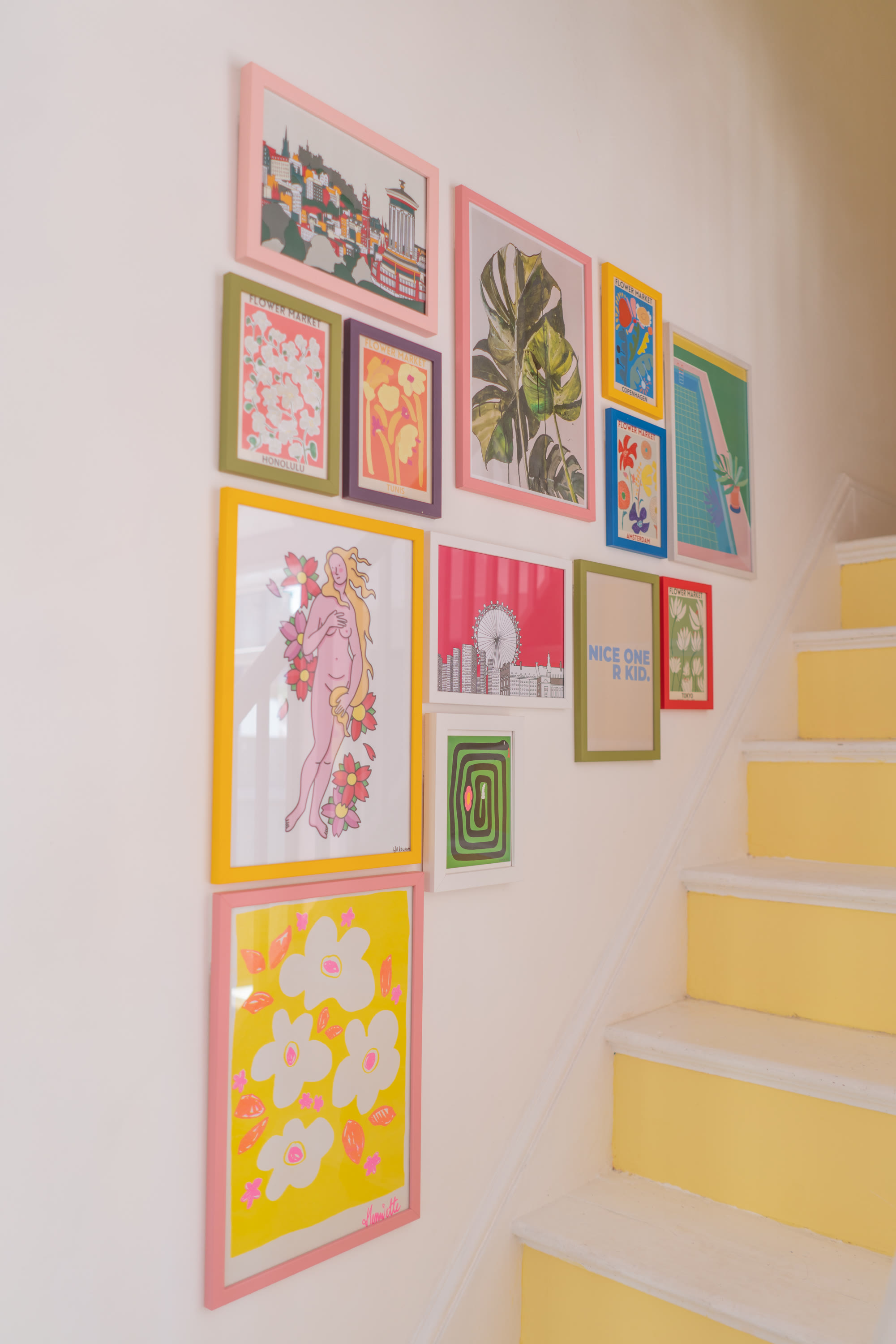 Stairs painted in Lick Yellow 01 paint