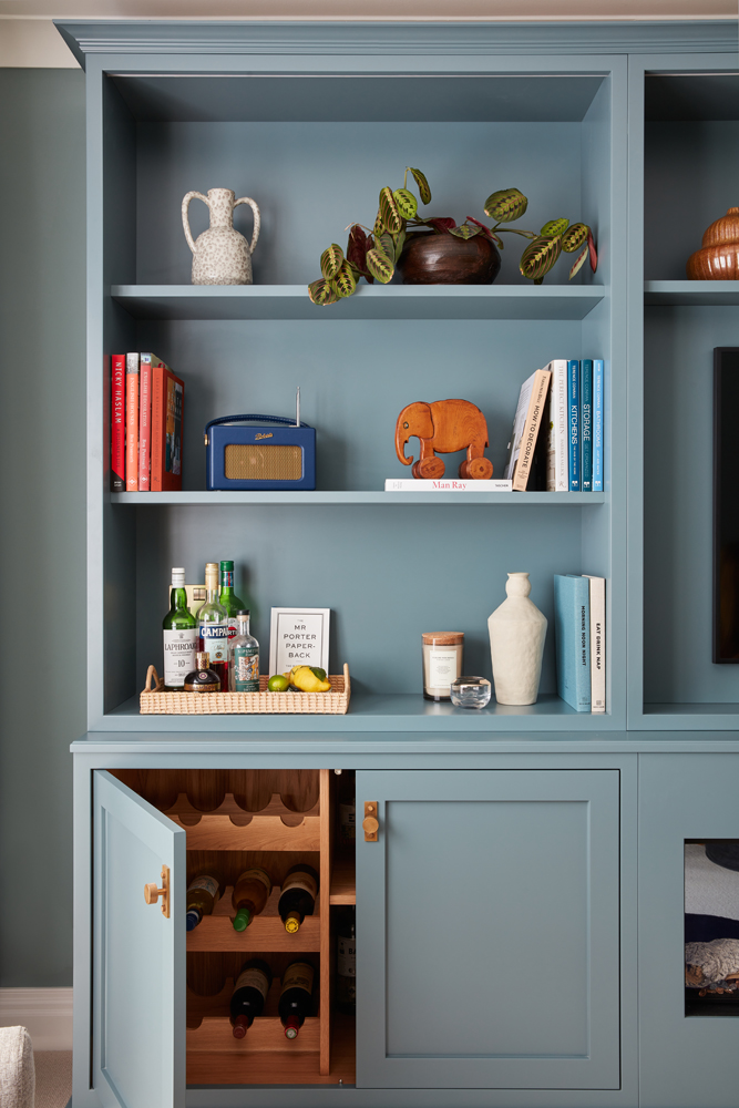 Mcclark Bespoke kitchens Lick Teal 02 painted sitting room built in cabinet