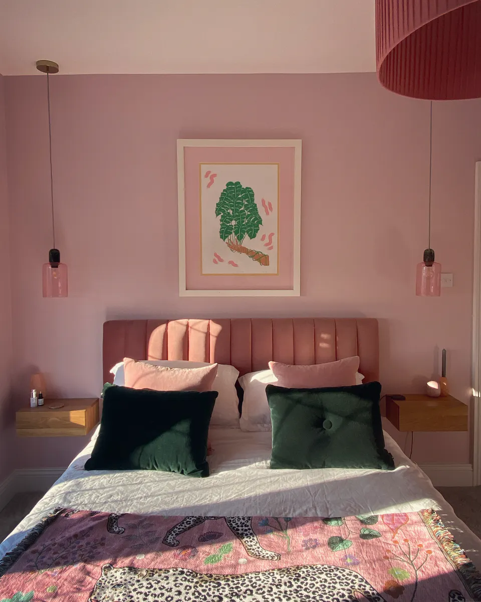 Small pink bedroom painted in Lick Pink 03