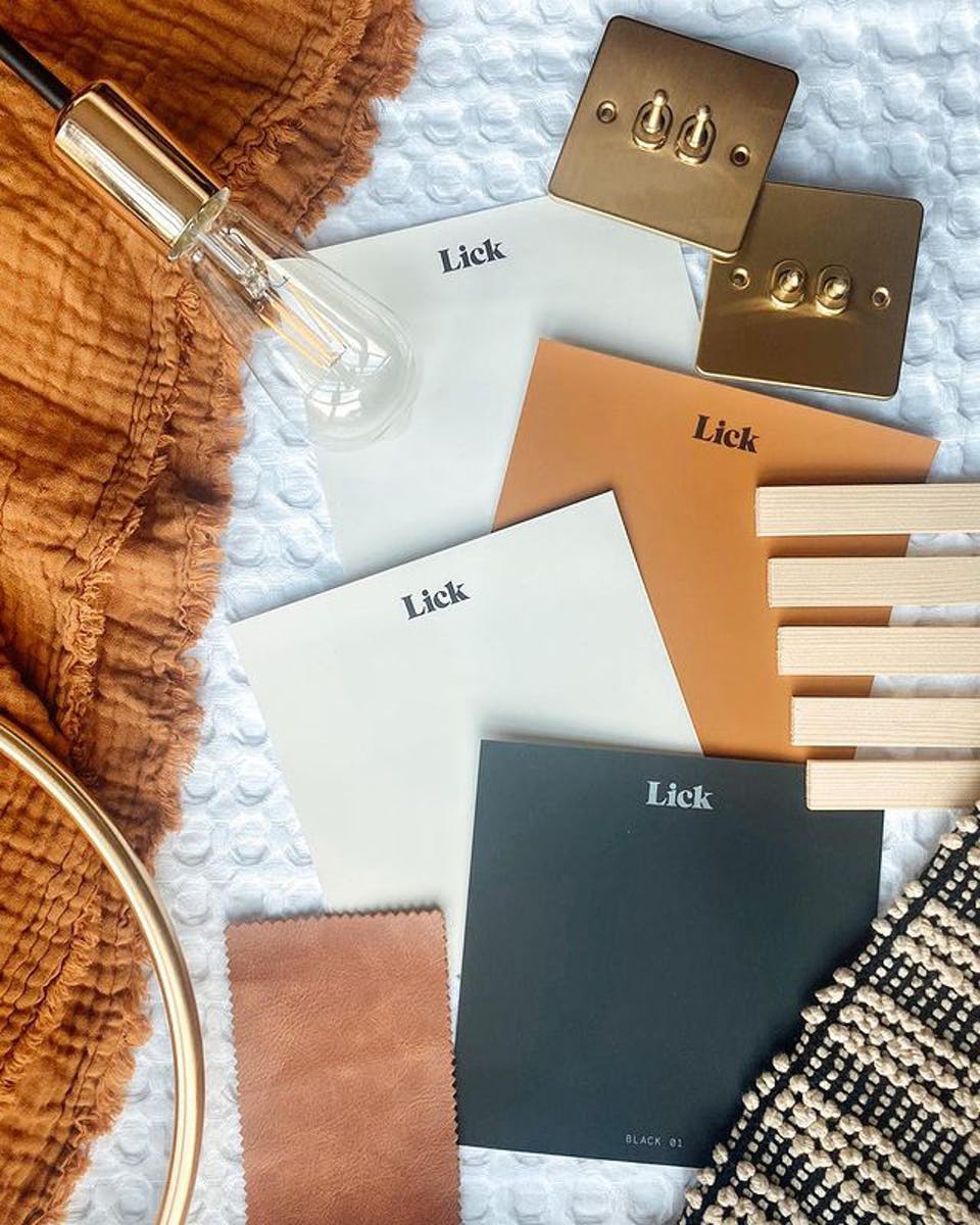 Colour scheme moodboard featuring Lick paint Black 01
