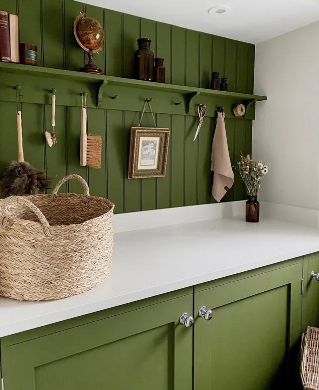 Kitchen ship lap cladding decorated in Lick Green 05 paint by @OUR_CHESHIRE_COUNTRY_HOME