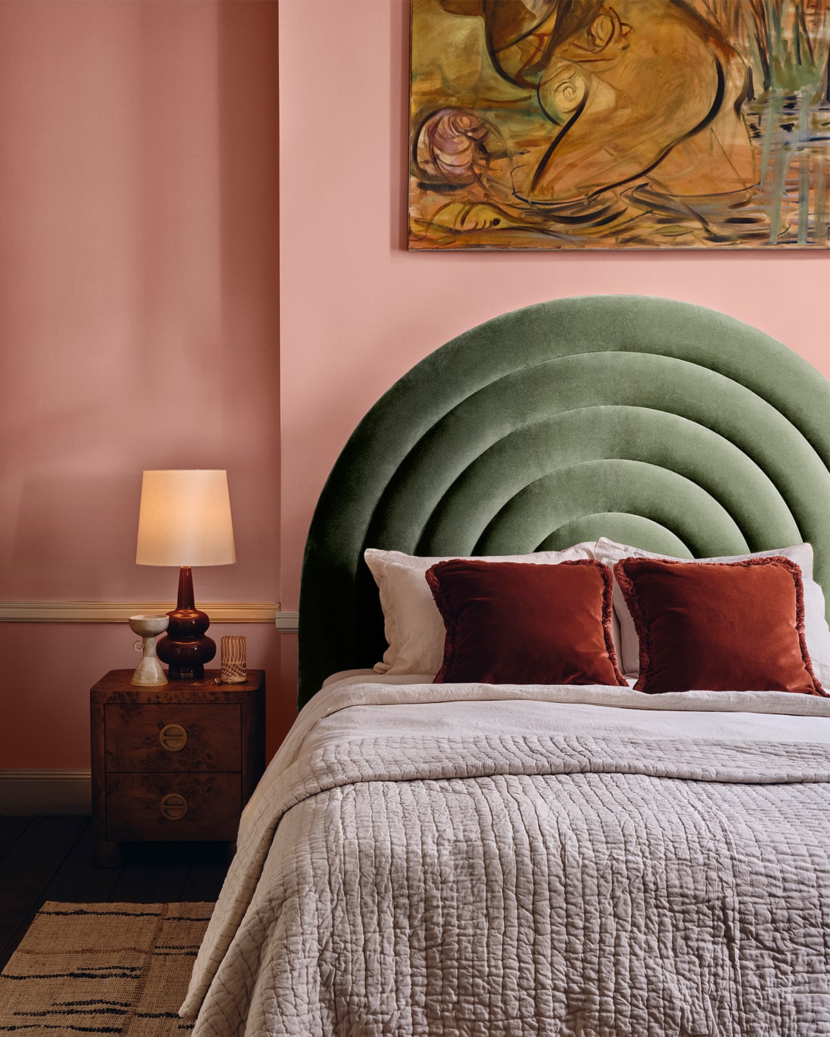 Bedroom painted in Lick Pink 13 Nashville House paint