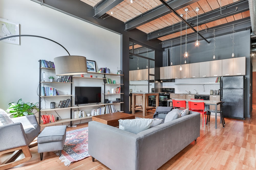Open plan kitchen, living room and dining