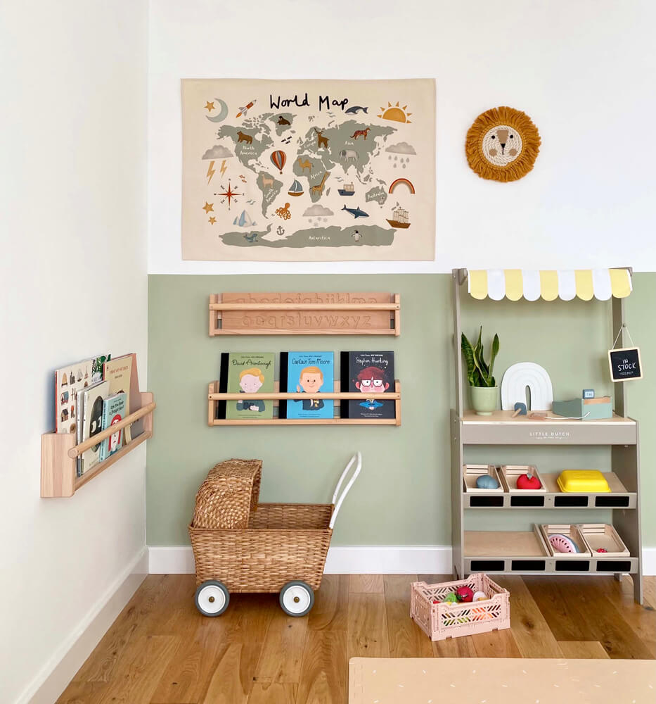 Neutral nursery painted in Lick Green 01