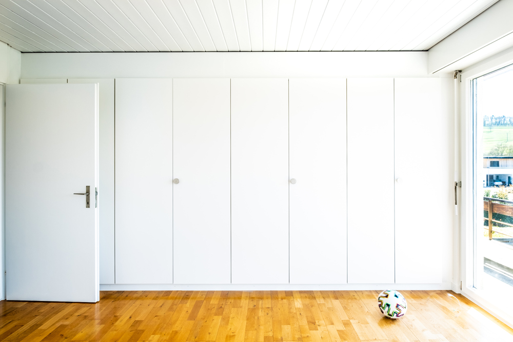 Modern cupboards in a bright hallway
