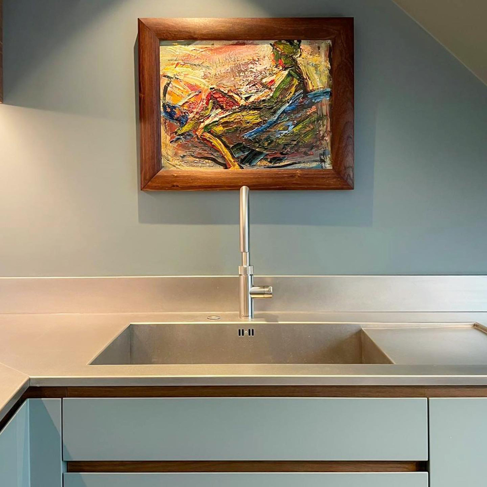 Sleek industrial kitchen decorated in Lick Teal 02 paint shade