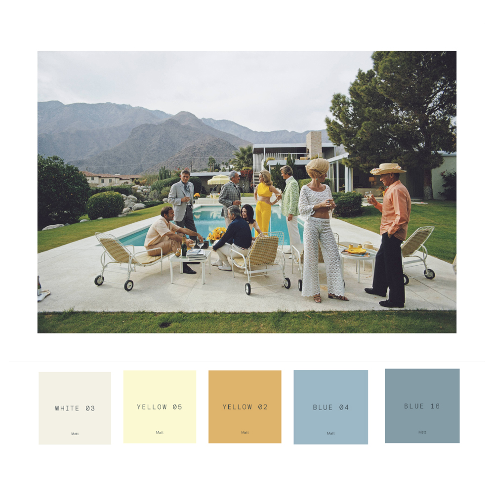 Poolside Social by Slim Aarons via Enter Gallery with Lick paint colours to match