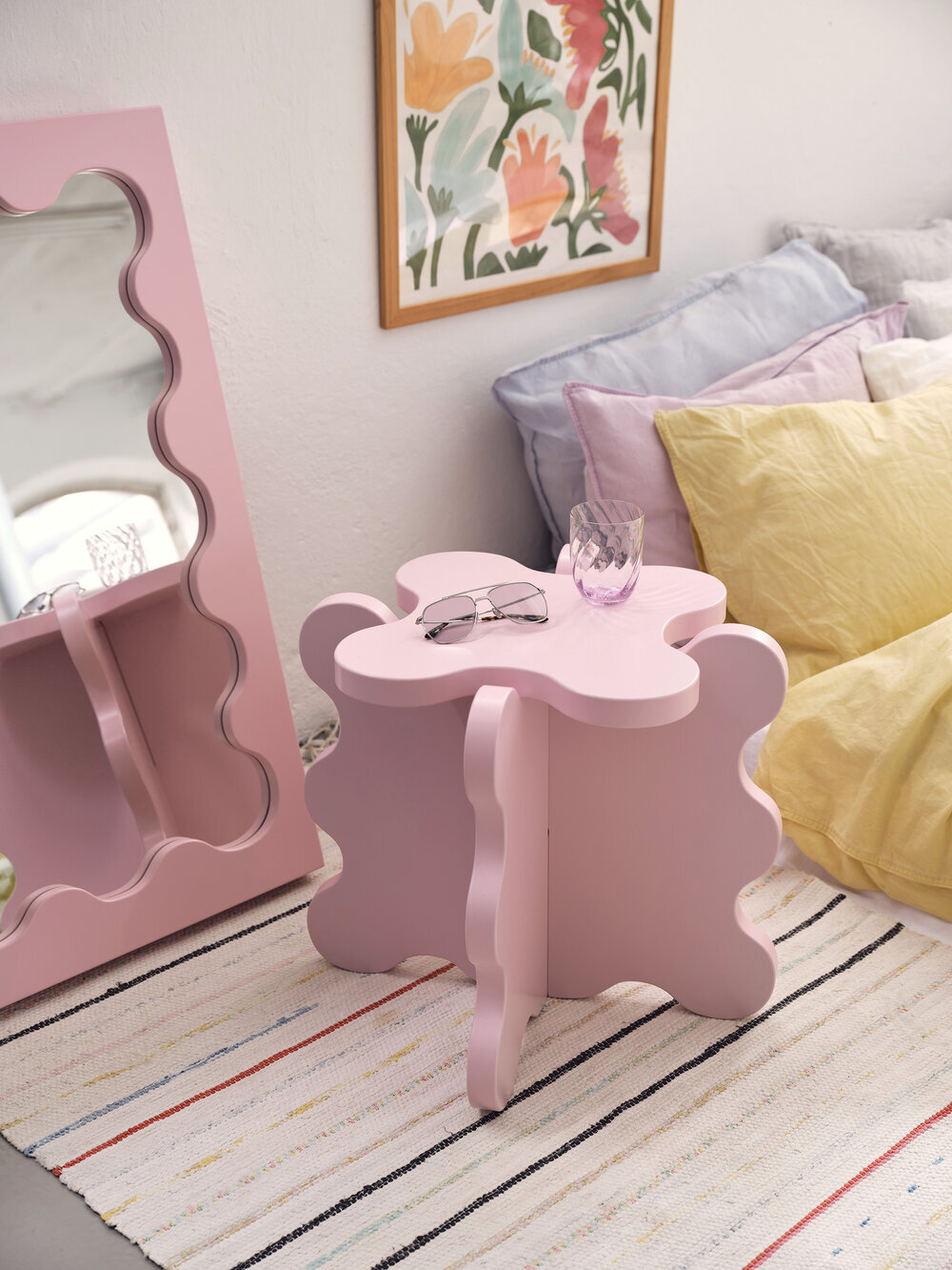 Danish pastels Ripple Lacquer Mirror by Jonathan Adler 