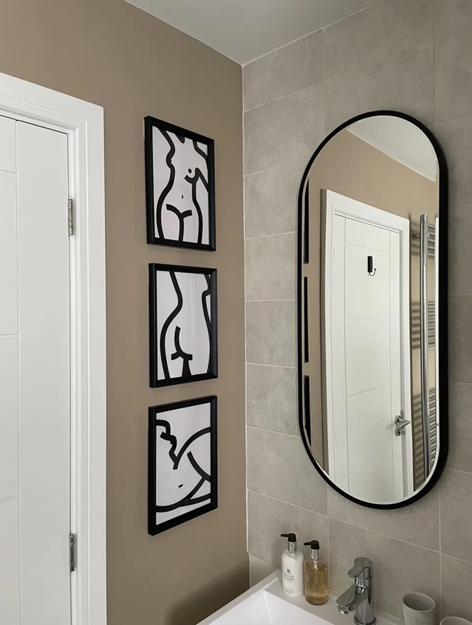 Bathroom decorated in Lick Beige 02 paint shade by @CASA.CAIN