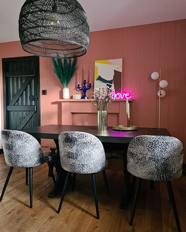 Dining room painted in Lick Red 03