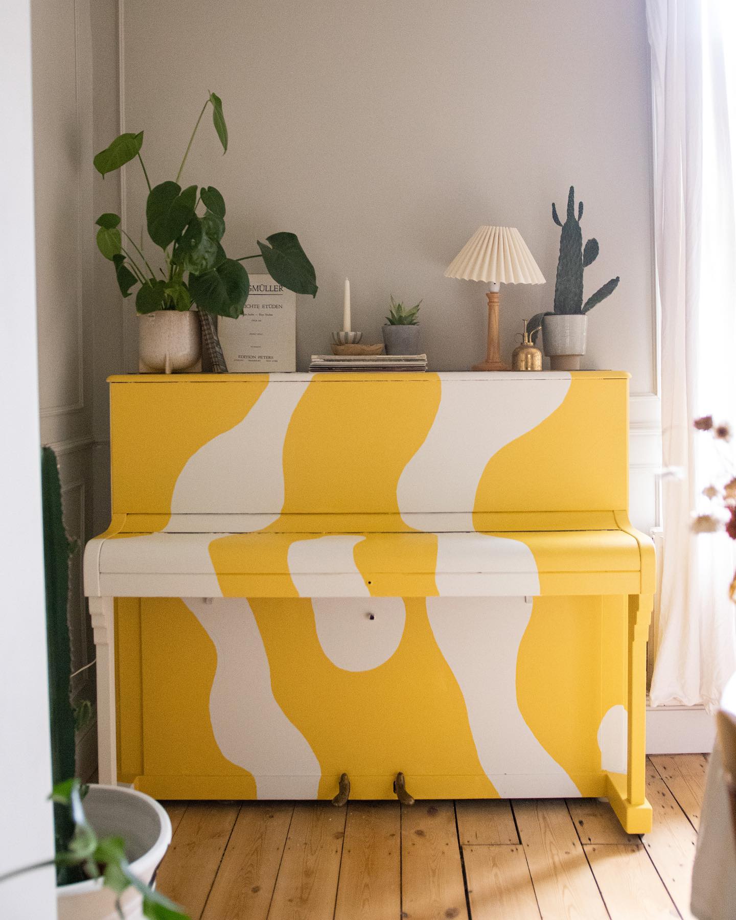 Piano painted in Lick Yellow 08 paint
