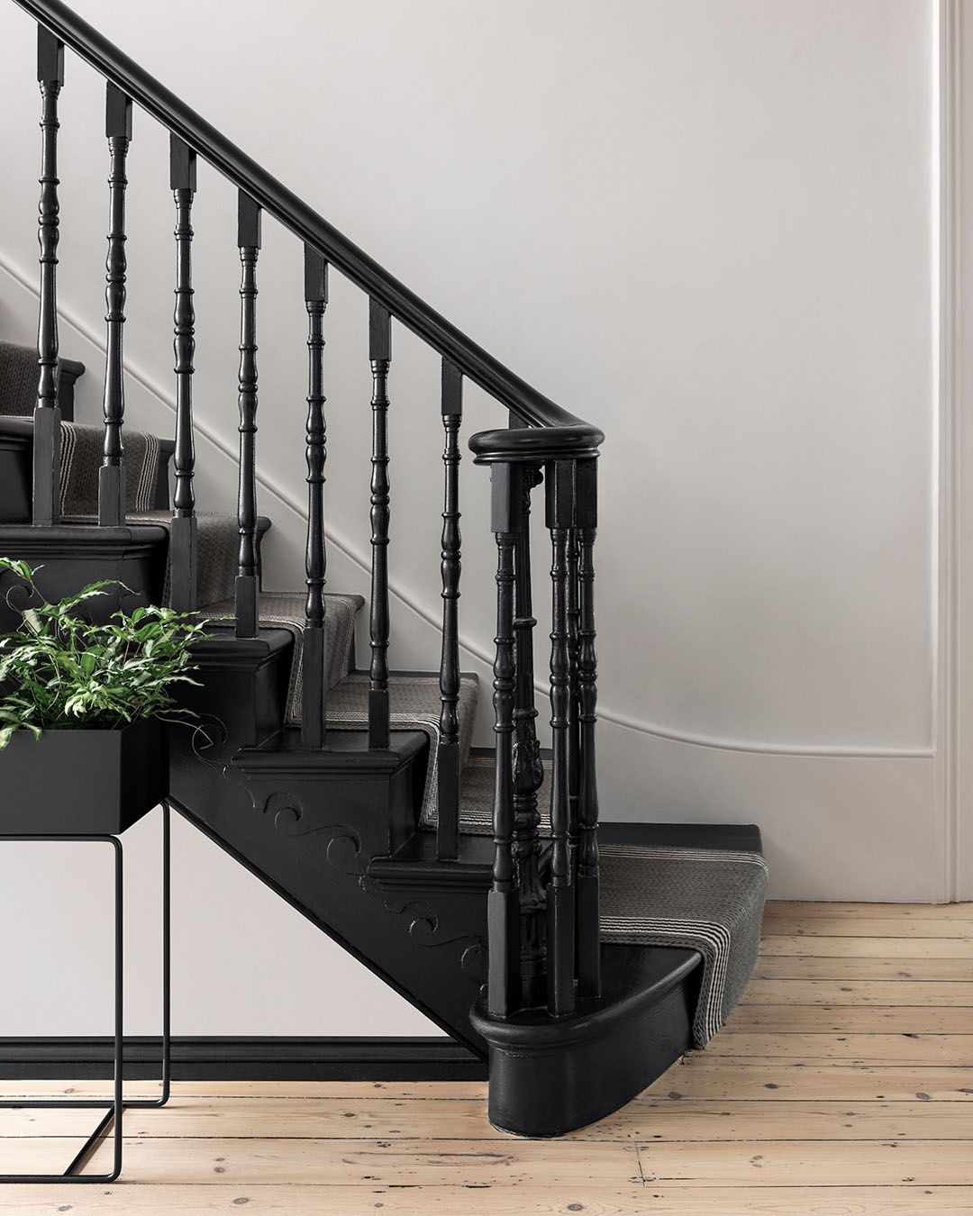Staircase painted in Lick MAC Black 40