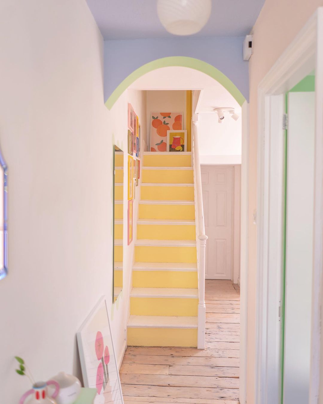 Staircase painted in Lick Yellow 01 paint