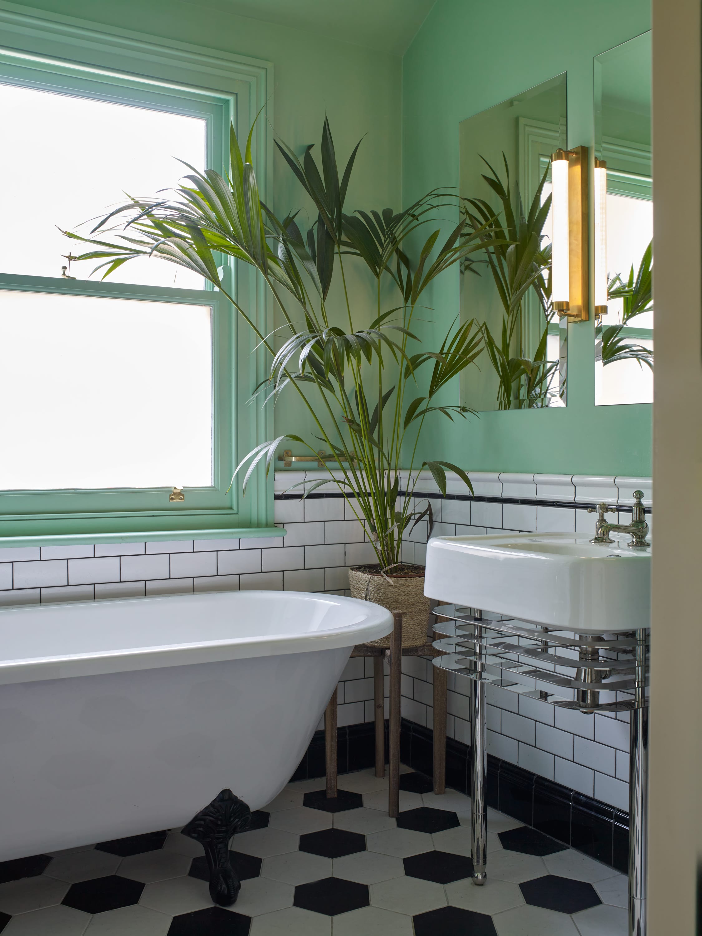 Mary Charteris' guest bathroom painted in Lick Green 08 paint