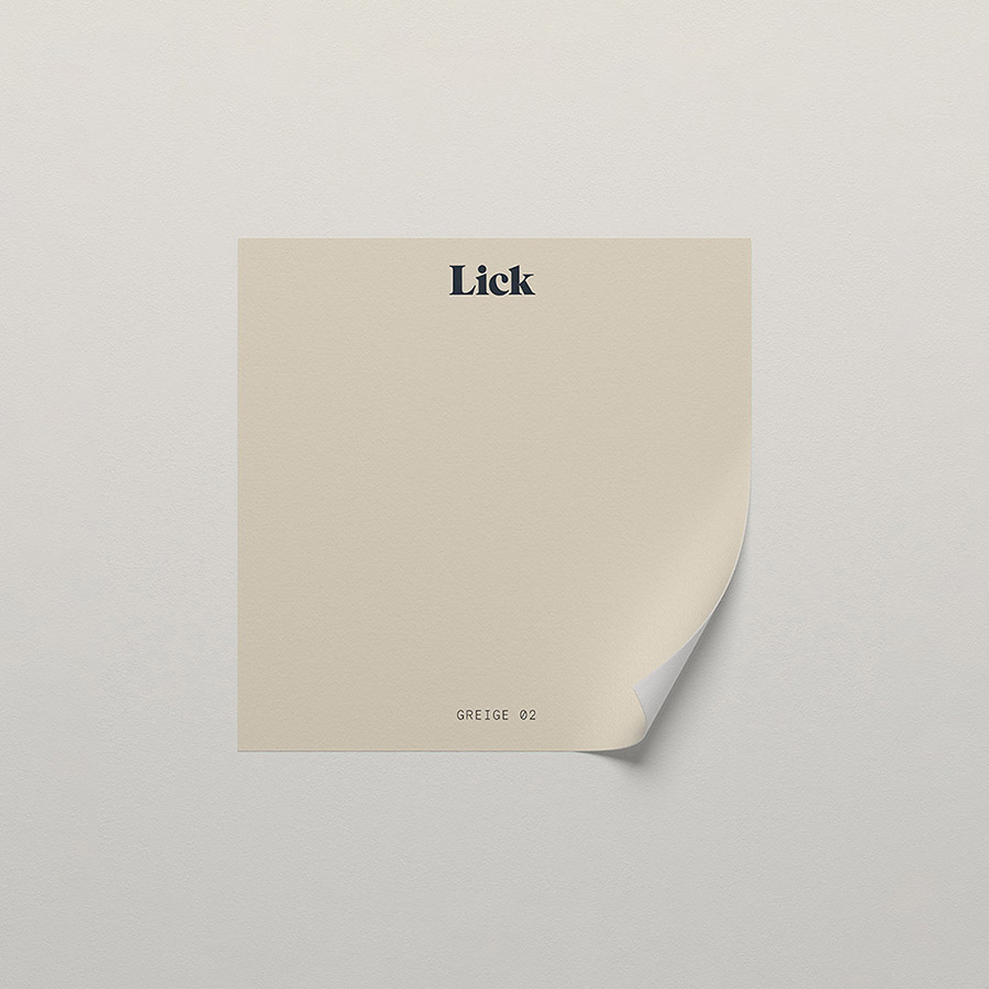 Lick peel and stick sample in Greige 02 paint shade