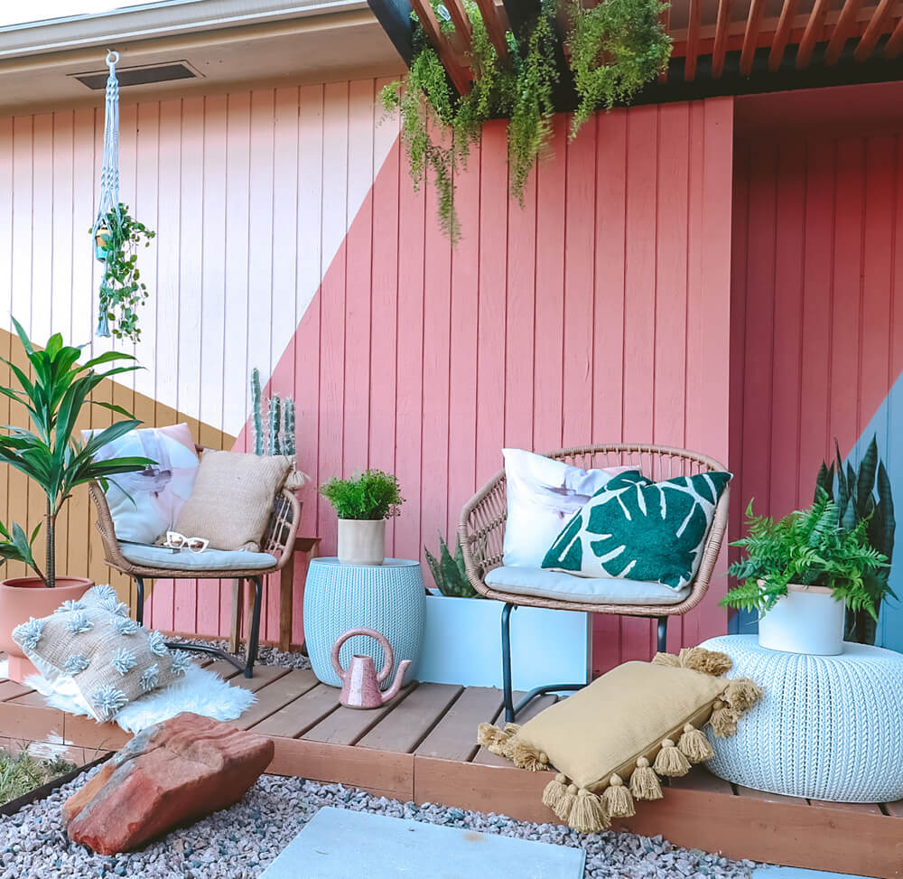 70s retro wall mural garden
