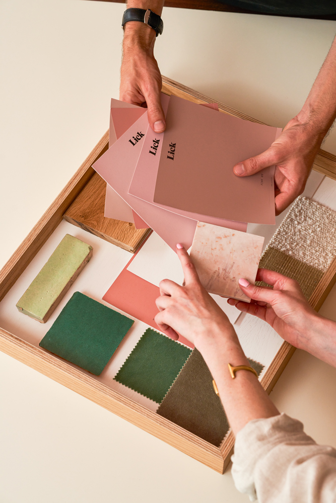 Moodboard with Lick peel-and-stick paint samples