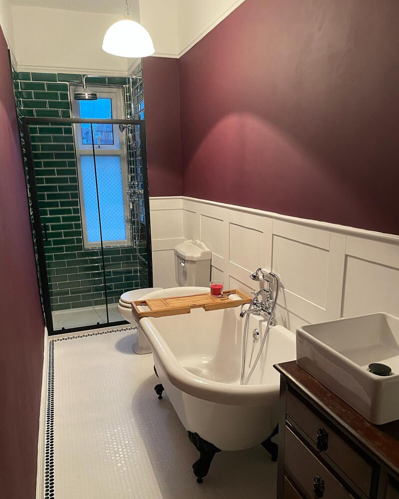 Bathroom painted in Lick Purple 03 paint