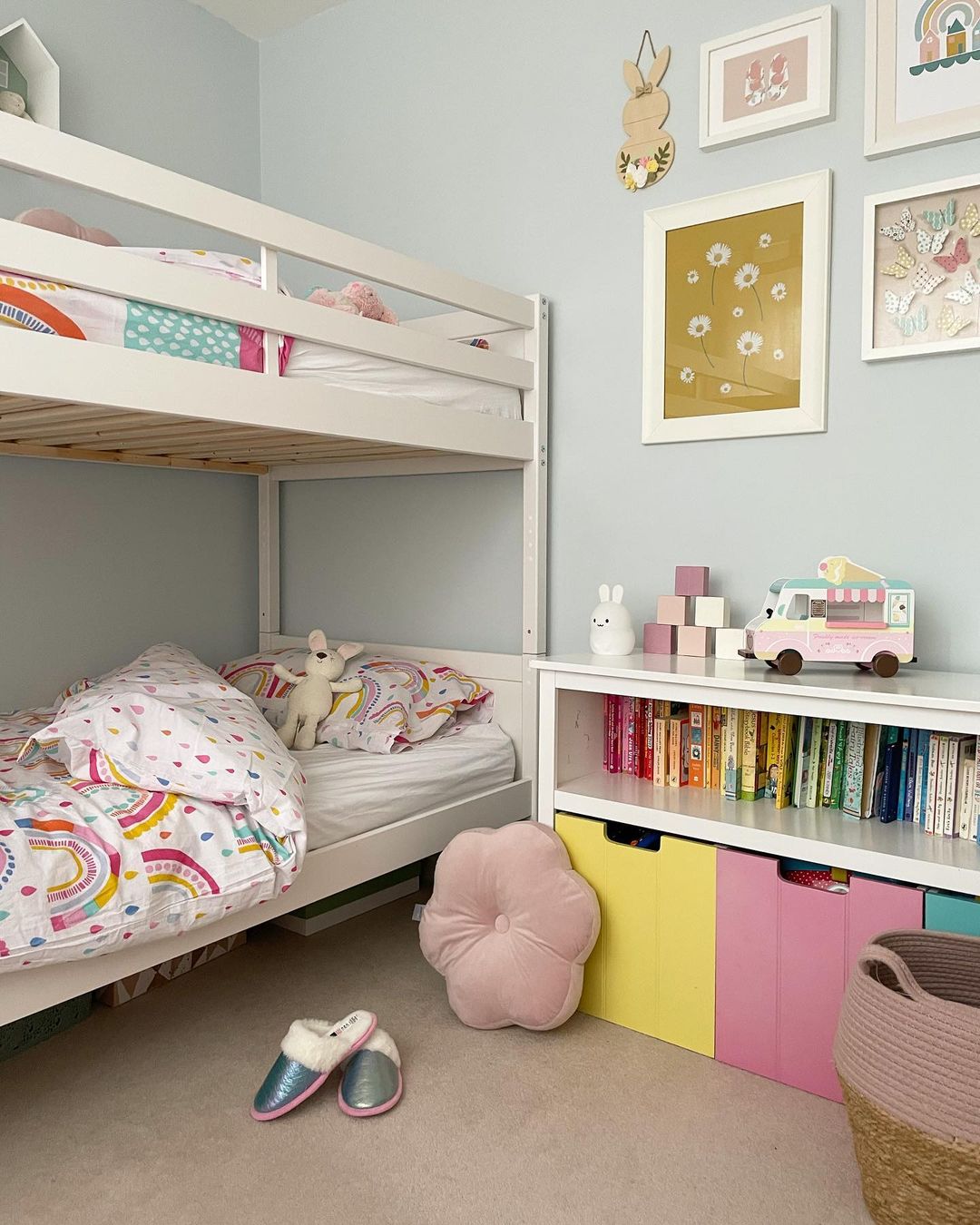 Kids bedroom painted in Lick paint Blue 02 gallery wall 