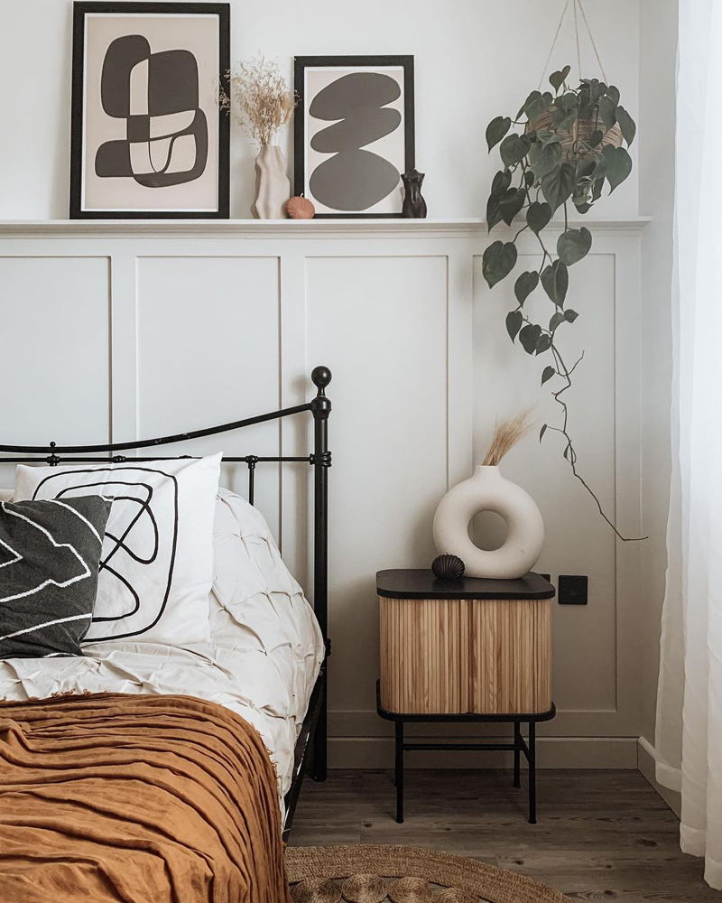 Bedroom painted in Lick White 02 and Beige 03 paint