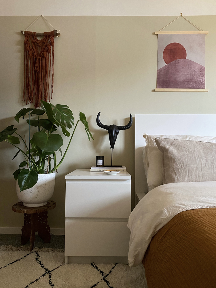 Boho Chic Bedroom painted in Lick Beige 01