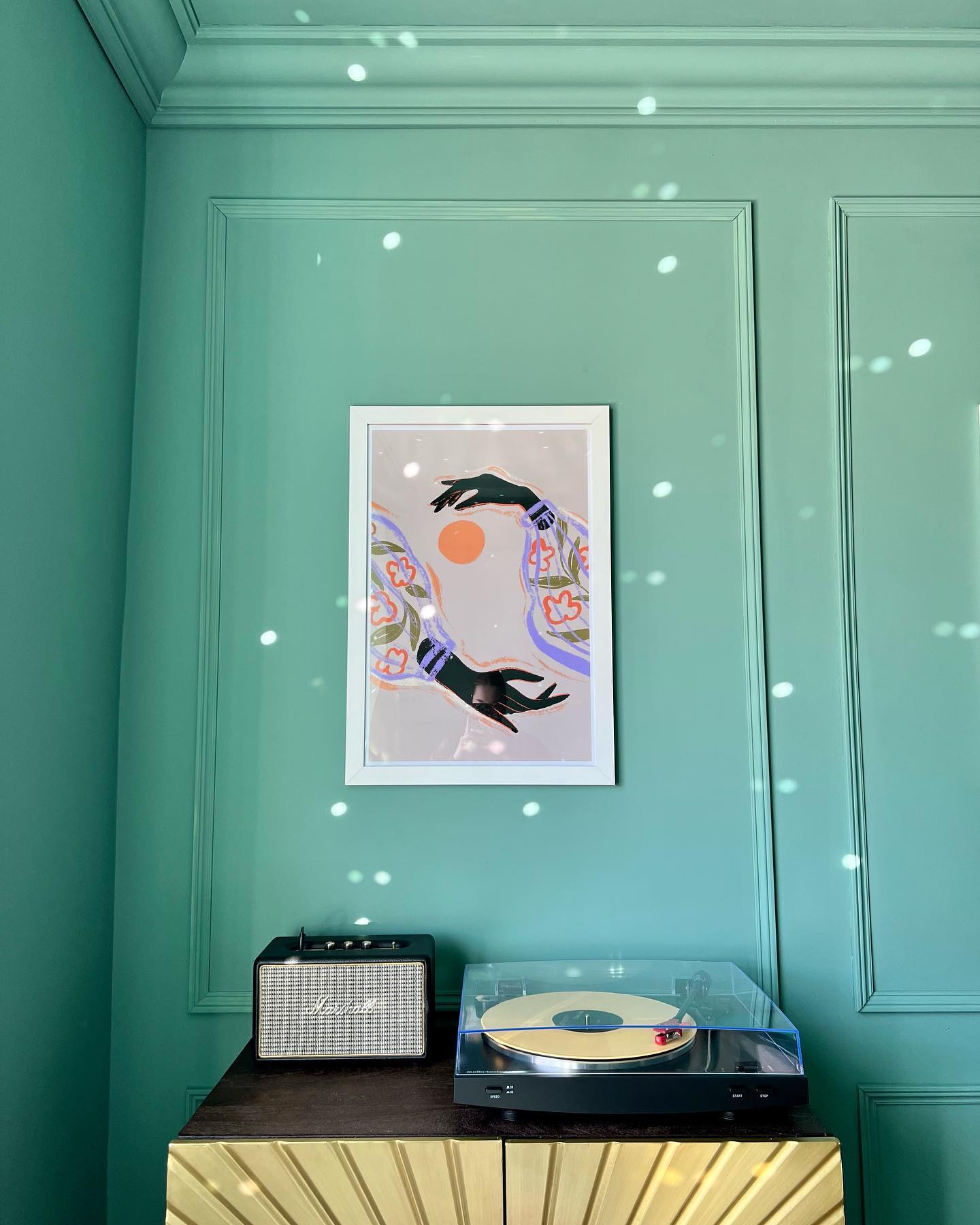 Living room painted in Lick Teal 05 paint