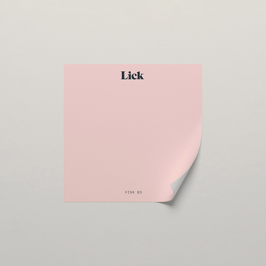 Lick peel and stick sample in Pink 03 paint shade