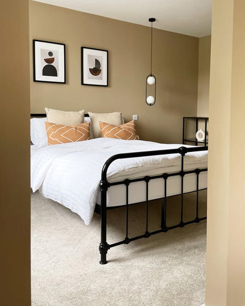 Bedroom painted in Lick Beige 02 paint