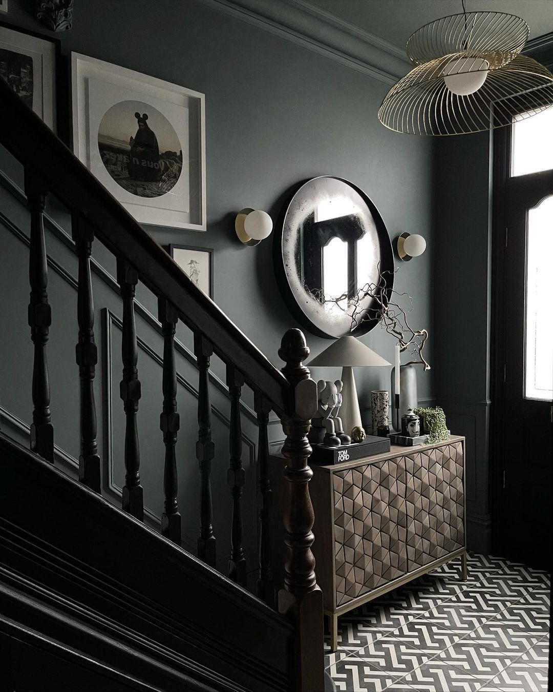 Hallway painted in Lick Black 02 paint
