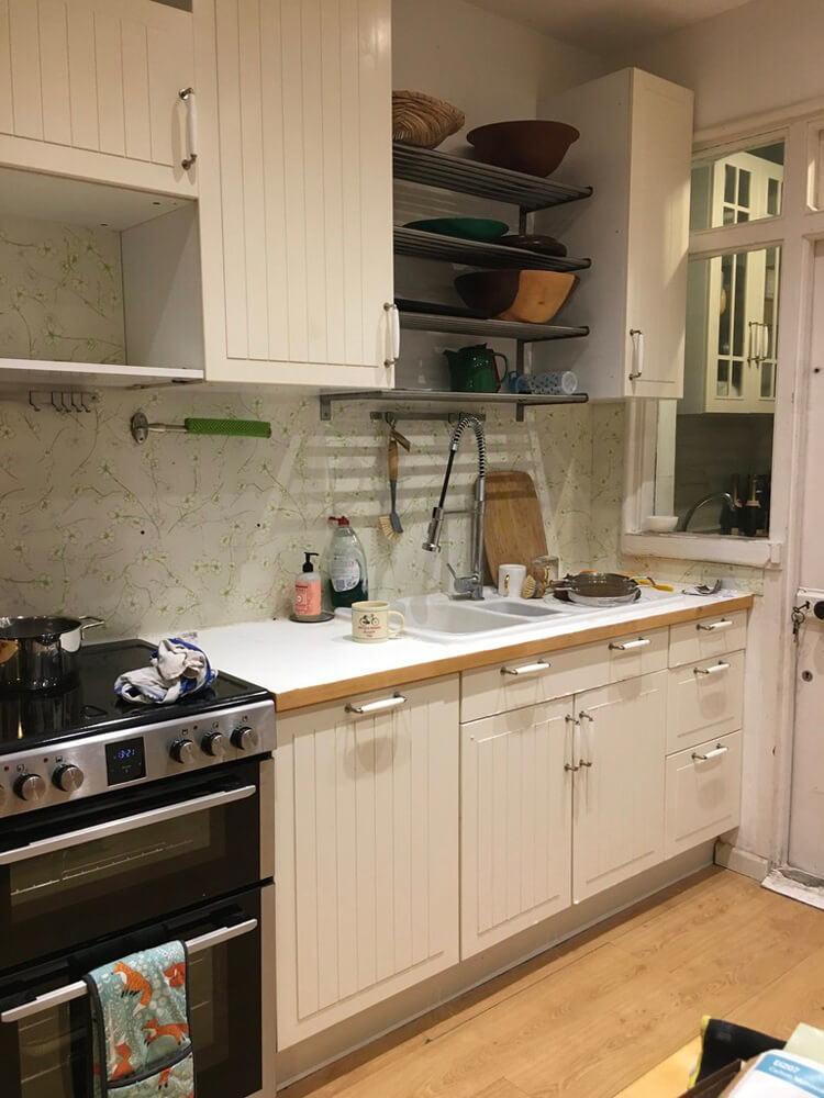 Kitchen painted in white paint
