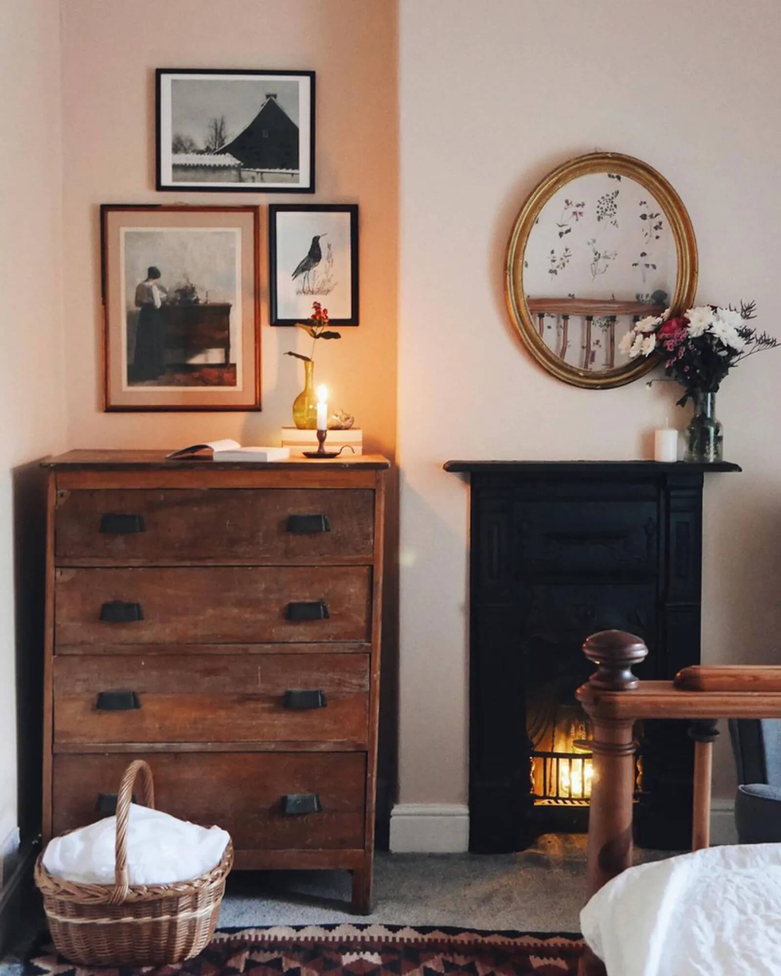 Traditional farmhouse decor with wooden features and a log fire by @SANDRADIECKMANN