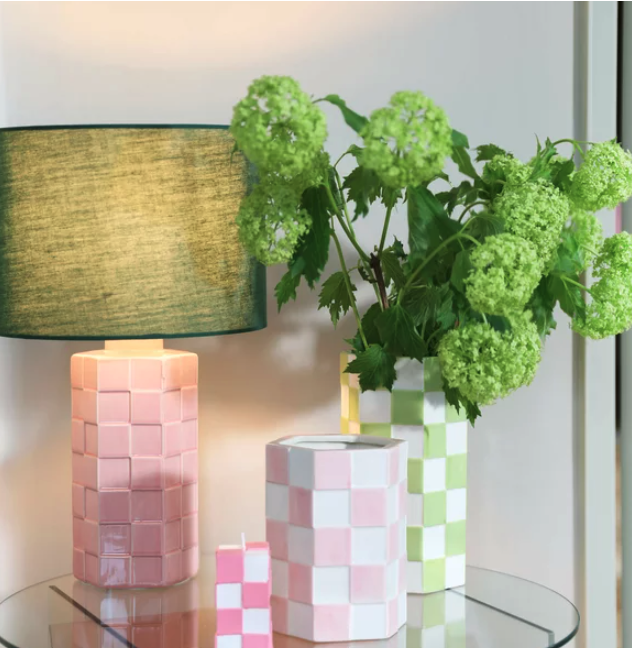  pink ‘gingham’ vase by &Klevering