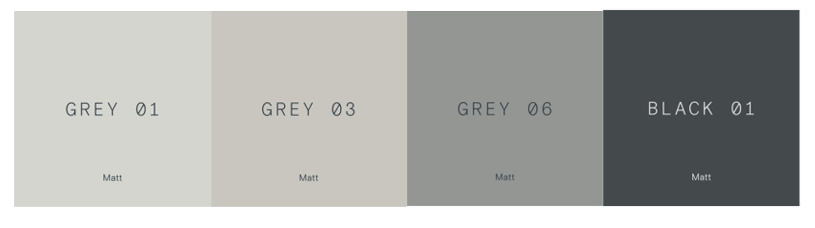 Achromatic neutral colour palette in Lick paint