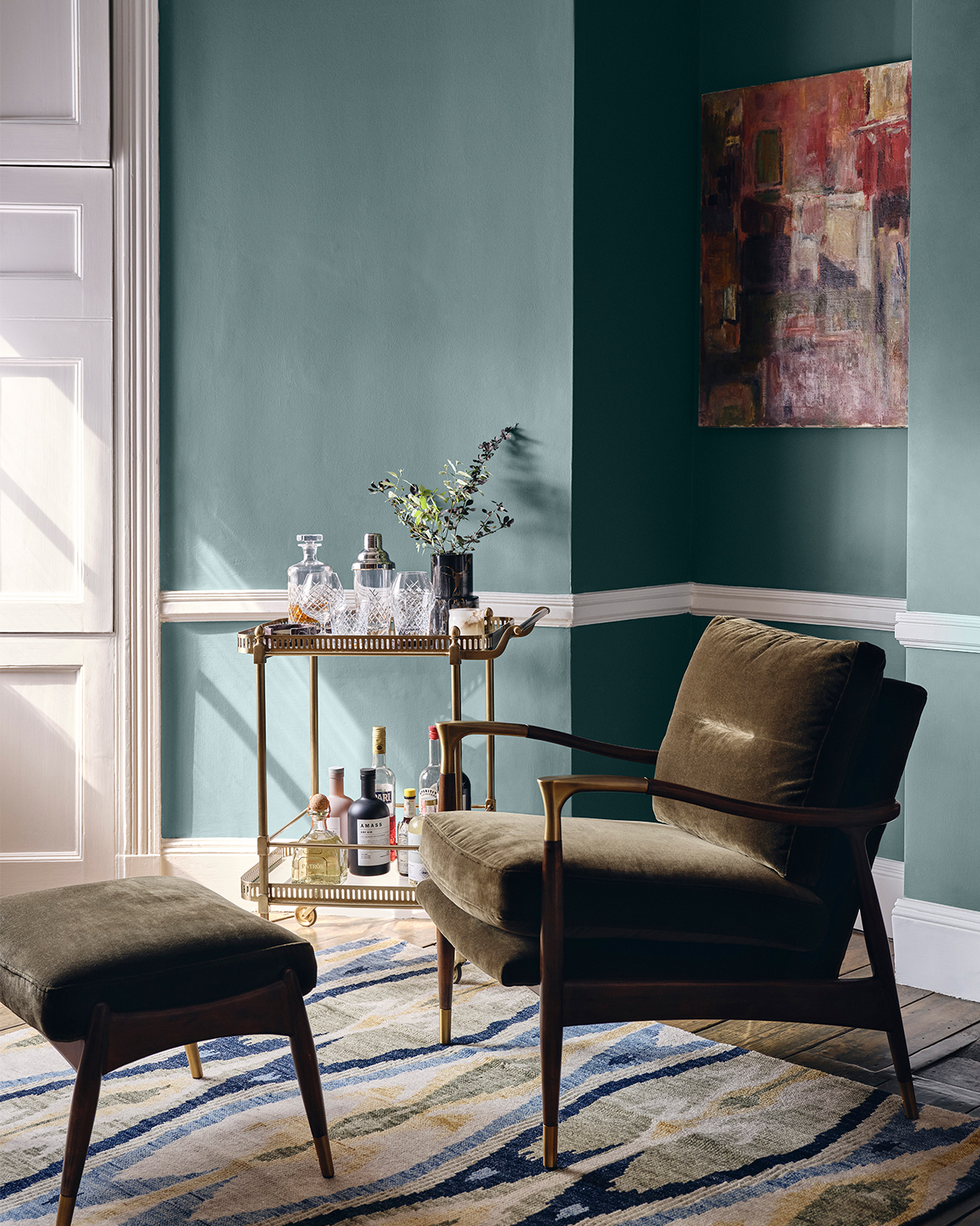 Living room painted in Lick Teal 03 76 Dean Street paint