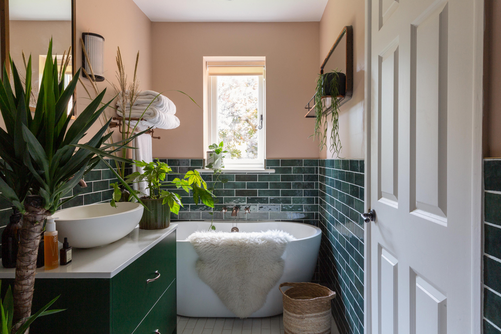 Bathroom painted in Lick Pink 02 paint