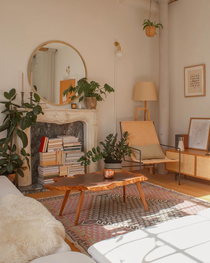 Boho Chic Industrial Living room with lots of plants