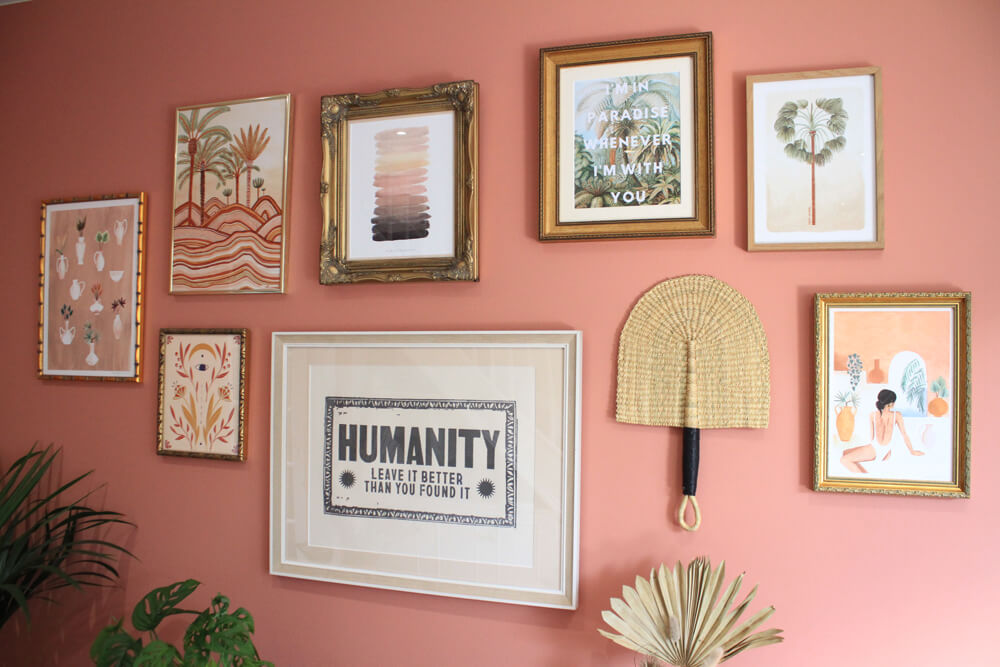 Gallery wall inspiration with walls painted in Lick paint Red 03