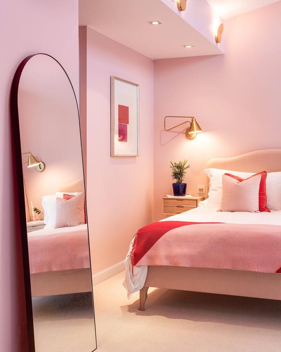 Bedroom painted in Lick paint Pink 03